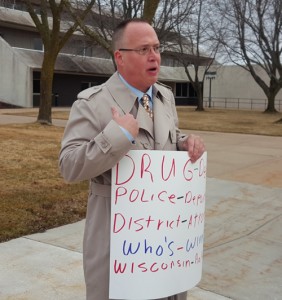 Chris Marceau speaks out during the protest. (City Times Photo)