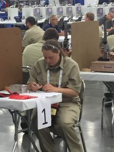 Mid-State Technical College student Maggie Hirzy competes in the Computer Numerical Controlled (CNC) Milling competition at the National Leadership & Skills Conference in June. Hirzy finished tenth in the national competition. (Contributed Photo)