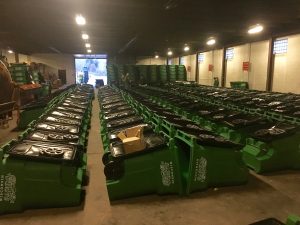 New recycling carts set for use for the new single-streaming automated system. (Courtesy: City of Wisconsin Rapids)