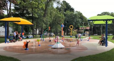 The splash pad replaces the former village pool, which was constructed in 1948.